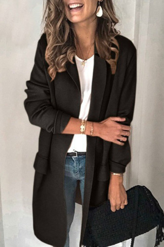 Casual Solid Patchwork Turn-back Collar Outerwear