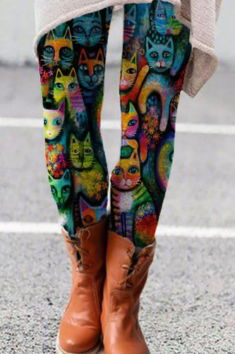 Fashion Casual Print Basic Skinny High Waist Pencil Trousers