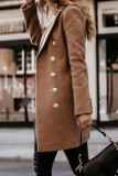Work Street Solid Buttons Turn-back Collar Outerwear
