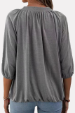Casual Solid Patchwork Fold O Neck T-Shirts
