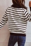 Fashion Casual Striped Buttons Turndown Collar Tops