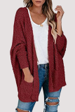 Casual Solid Pocket V Neck Tops Sweater
