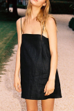 Casual Solid Draw String Strapless A Line Dresses