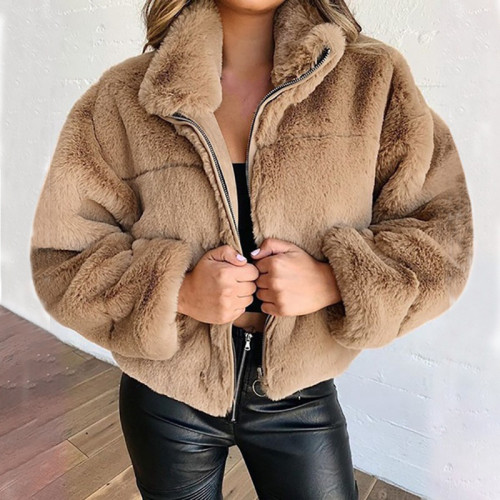 Fashion Solid Patchwork Turndown Collar Outerwear