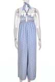 Casual Dot Patchwork Halter Loose Jumpsuits