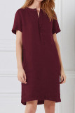 Fashion Casual Solid Patchwork O Neck A Line Dresses