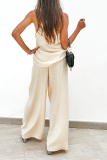Casual Solid Patchwork Spaghetti Strap Sleeveless Two Pieces