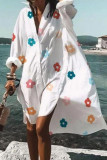Fashion Casual Print Patchwork Turndown Collar Irregular Dresses
