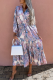Casual Print Patchwork V Neck Cake Skirt Dresses