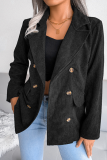 Casual Solid Patchwork Buckle Turn-back Collar Outerwear