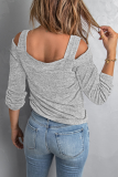 Casual Solid Patchwork Square Collar Tops