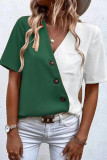 Fashion Casual Solid Patchwork V Neck Tops