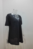 Fashion Solid Patchwork V Neck T-Shirts