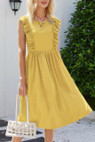 Fashion Casual Solid Patchwork O Neck A Line Dresses