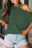 Casual Solid Patchwork Asymmetrical Collar T-Shirts