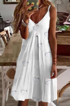 Casual Print Patchwork V Neck A Line Dresses