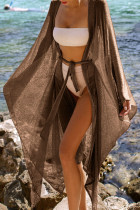 Fashion Vacation Solid Frenulum Swimwears Cover Up