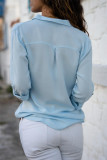 Fashion Casual Solid Patchwork Turndown Collar Tops