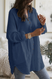 Casual Solid Patchwork Turndown Collar Tops