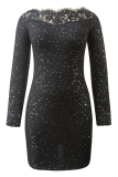 Sexy Bronzing Patchwork Off the Shoulder Pencil Skirt Dresses