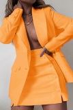 Fashion Elegant Solid Patchwork Buckle Turn-back Collar Long Sleeve Two Pieces