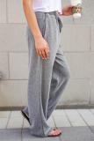 Casual Solid Draw String Pocket Loose Wide Leg Solid Color Bottoms
