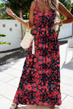 Fashion Street Print Patchwork V Neck A Line Dresses
