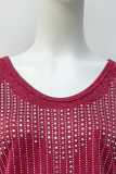 Casual Hot Drilling Patchwork Sequined O Neck Tops