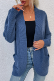 Casual Solid Patchwork Pocket V Neck Tops Sweater
