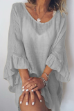 Casual Solid Flounce O Neck Straight Dresses