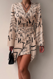 Fashion Patchwork Tie-dye V Neck Pencil Skirt Dresses