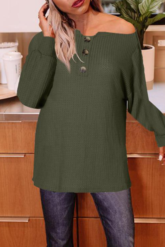 Casual Solid Buckle Off the Shoulder Tops