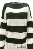 Fashion Sweet Striped Contrast O Neck Tops