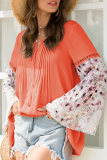 Casual Print Frenulum Fold Tops