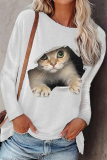 Casual Animal Print Basic O Neck Tops