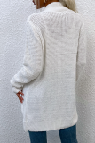 Casual Solid Patchwork Pocket V Neck Tops Sweater