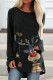 Casual Print Patchwork O Neck Tops