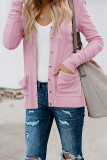 Fashion Casual Solid Patchwork Buttons V Neck T-Shirts