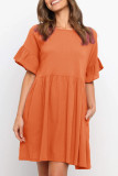 Fashion Casual Solid Patchwork O Neck Princess Dresses