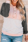 Fashion Color Block Contrast Mandarin Collar Tops