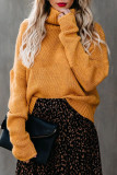 Fashion Street Solid Patchwork Turtleneck Tops