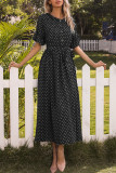 Fashion Street Dot Patchwork Frenulum O Neck A Line Dresses