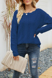 Casual Solid Hollowed Out Patchwork O Neck Tops