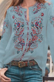 Fashion Street Print Patchwork Mandarin Collar Tops