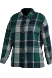 Casual Plaid Patchwork Turndown Collar Tops