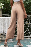 Casual Solid Patchwork Loose Mid Waist Wide Leg Solid Color Bottoms