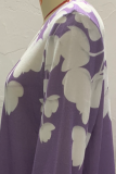 Casual Floral Patchwork Contrast V Neck A Line Dresses