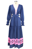 Elegant Print Solid Color A Line Dresses