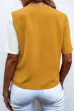 Fashion Casual Solid Patchwork V Neck Tops