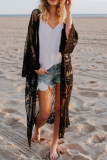 Vacation Solid Patchwork Cardigan Collar Tops